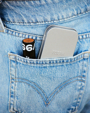 FORAH Discovery Kit in a pocket of blue jeans with 19/99 highlighter